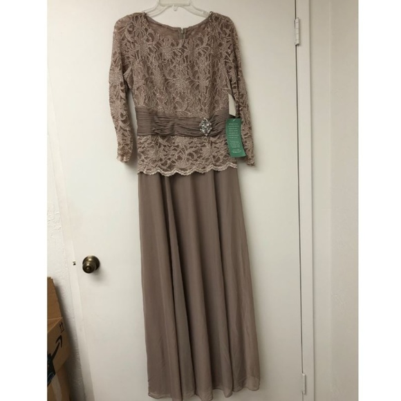 Jackie Jon New York Taupe Evening Gown New With Tags Prepriced $140 - Picture 1 of 3